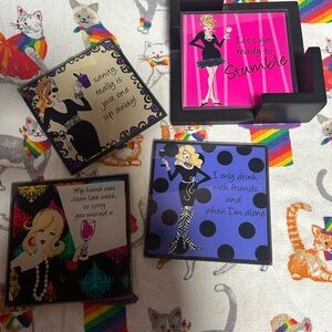 Colorful Coaster Set with Humorous Quotes